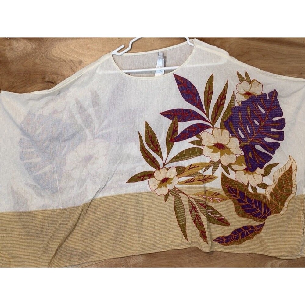 Chico's Floral Poncho Blouse Womens Top L/XL Resort Wear Coverup